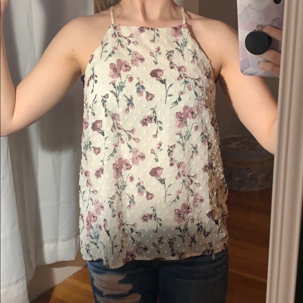 Dressy White Floral Tank Top NEVER WORN
